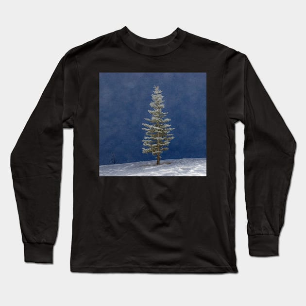 The Lone Pine on a fog filled winter day. Long Sleeve T-Shirt by CanadianWild418